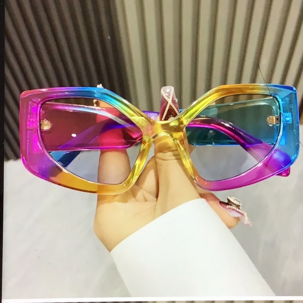 Oversized Color Block Cat Eye Sunglasses